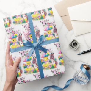 Papel De Regalo chuleta retro de conejo de Pascua