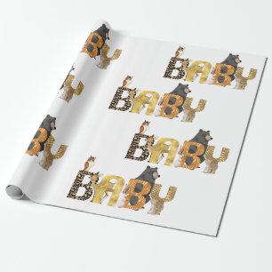 Papel De Regalo Chupinada de Bosque Impresión de Animal Dorado