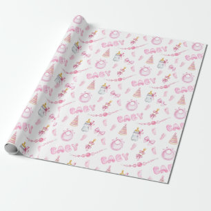 Papel De Regalo Chupinada de niña rosa