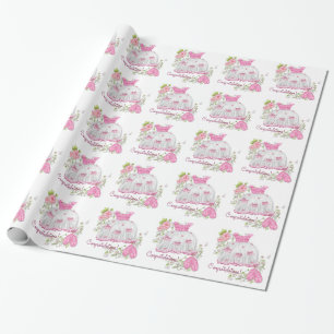 Papel De Regalo Chupinada de Rosa Rosa para Bebe