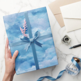 Papel De Regalo Cielo abstracto de niebla azul con acuarela suave