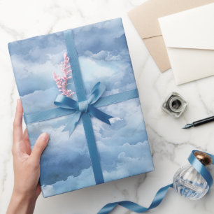 Papel De Regalo Cielo abstracto de niebla azul con acuarela suave