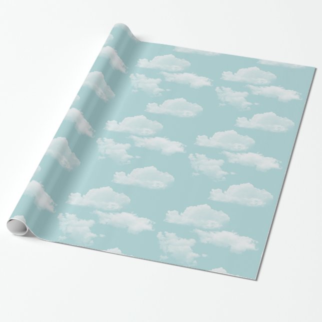 Papel De Regalo Cielo azul con las nubes (Desenrollado)