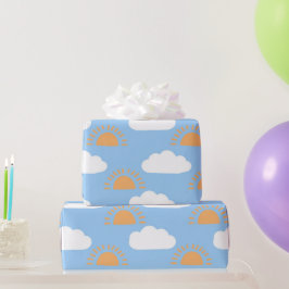 Papel De Regalo Cielo azul naranja blanco y azul suave y cielo nub