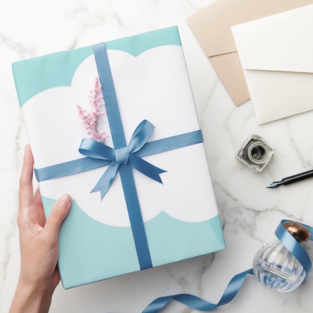 Papel De Regalo cielo azul, nubes blancas, sombras (Regalar)