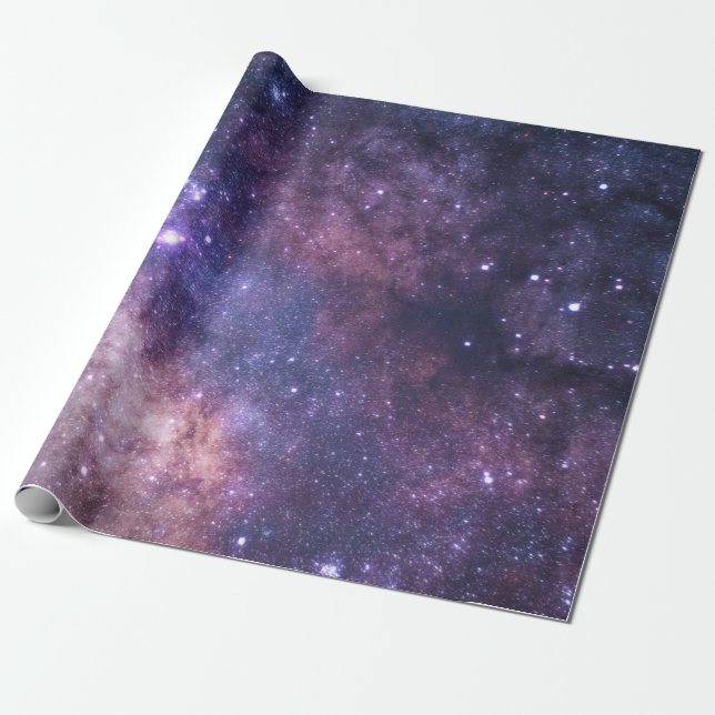 Papel De Regalo Cielo azul púrpura Galaxia Estrellas nocturnas est (Desenrollado)