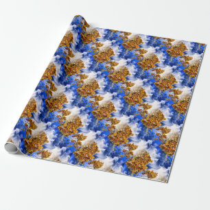 Papel De Regalo Cielo Azul Y Nubes Resumen Patrón De Arte