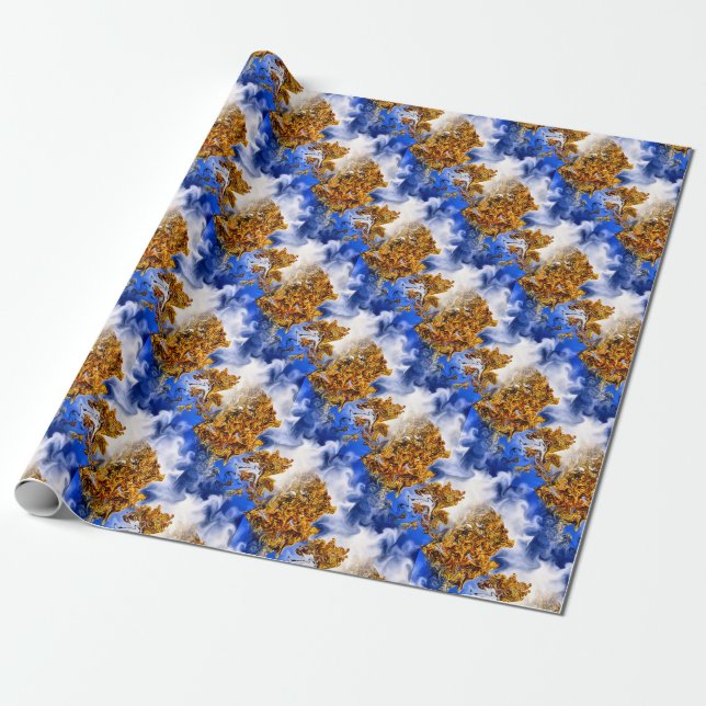 Papel De Regalo Cielo Azul Y Nubes Resumen Patrón De Arte (Desenrollado)