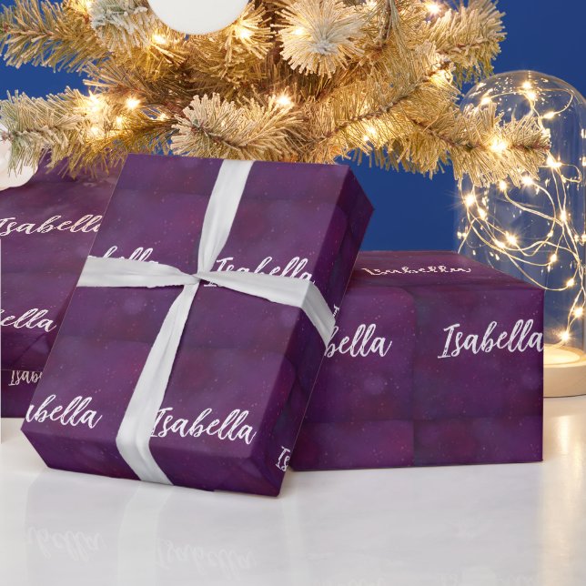 Papel De Regalo Cielo de estrellas púrpuras (Vacaciones)