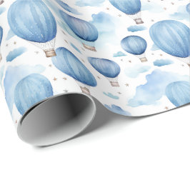 Papel De Regalo Cielo de Globo Aerostático Azul Caliente para la G