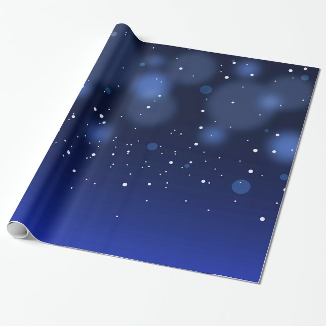 Papel De Regalo Cielo estrellado abstracto azul de Bokeh (Desenrollado)