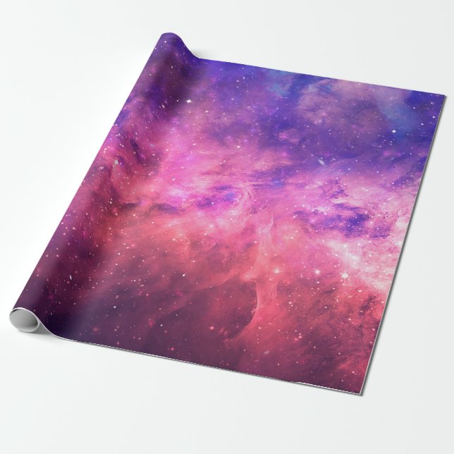 Papel De Regalo Cielo Estrellado Cósmico Galaxia Fuego Resplandor  (Desenrollado)