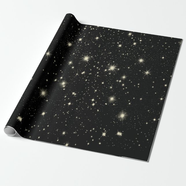 Papel De Regalo Cielo estrellado de estrellas de noche (Desenrollado)