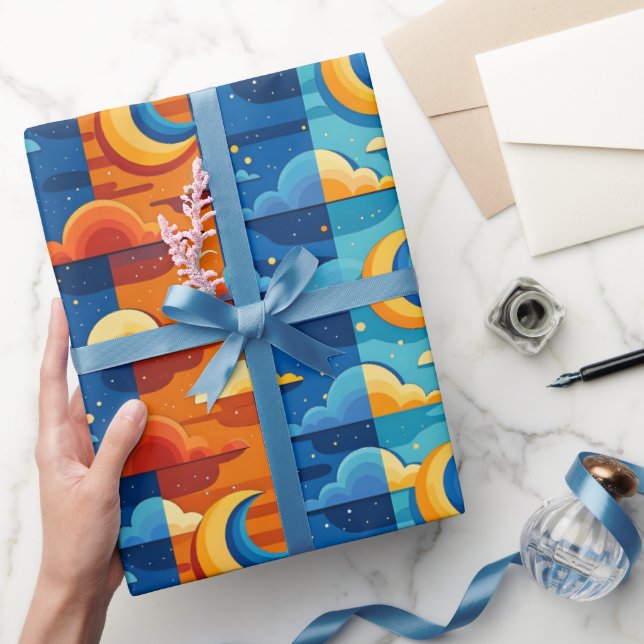 PAPEL DE REGALO CIELO LUNA NOCHE NUBES (Regalar)