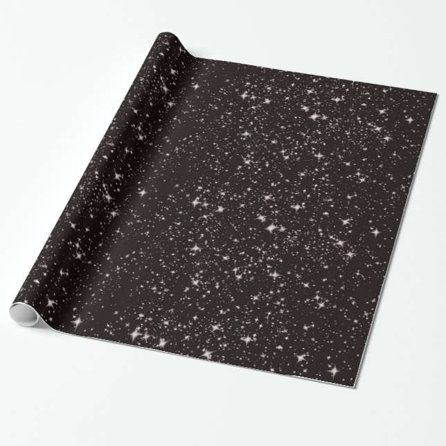 Papel De Regalo Cielo negro estrellado (Desenrollado)