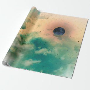 PAPEL DE REGALO CIELO NOCTURNO CON NUBES Y RAPAS DE REGALO DE ESTR