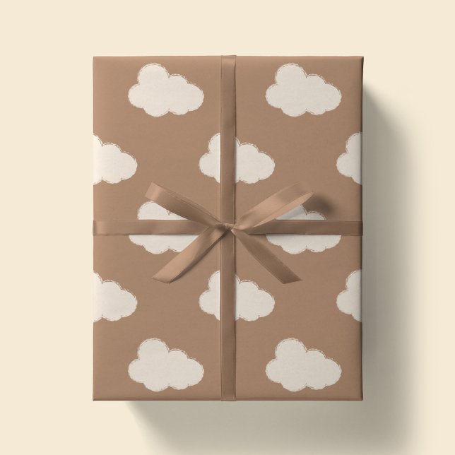 Papel De Regalo Cielo Nubes Boho Simple Niños Tan Neutro Género (Subido por el creador)