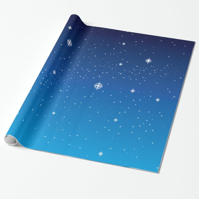 Papel De Regalo Cielo Starry Azul Profundo (Desenrollado)