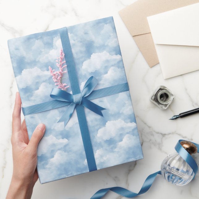 Papel De Regalo Cielos Azules Nubes  (Regalar)