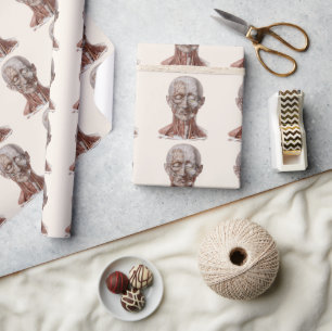 Papel De Regalo Ciencia de anatomía humana vintage, garganta nariz