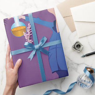 Papel De Regalo Científico Loco Sosteniendo Vaso de Precipitados D