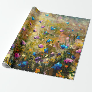 Papel De Regalo cierre de pintura Hermoso prado de fl rosa azul