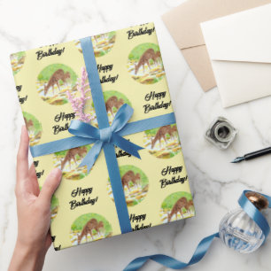 Papel De Regalo Cierva y cervatillo amarillos