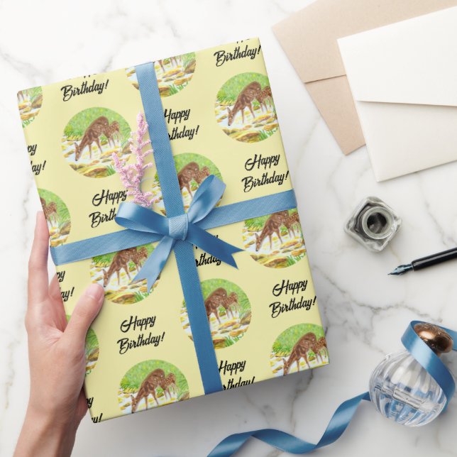 Papel De Regalo Cierva y cervatillo amarillos (Regalar)