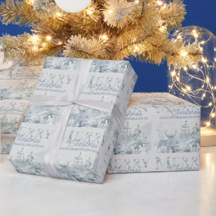 Papel De Regalo Ciervo de bosque invernal nevado personalizado de