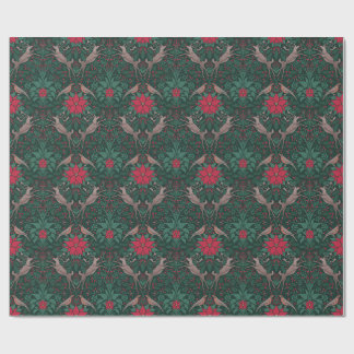 Papel De Regalo Ciervo de Navidad Damasco de William Morris
