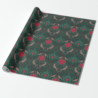 Papel De Regalo Ciervo de Navidad Damasco de William Morris