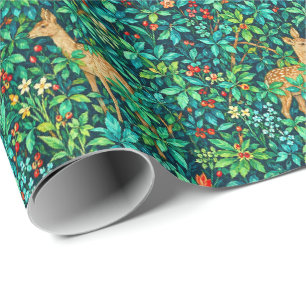 Papel De Regalo Ciervo del bosque inspirado en William Morris