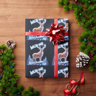 Papel De Regalo Ciervo en Navidad Bosque Invernal