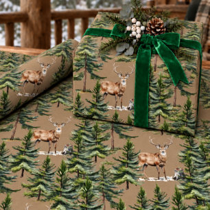 Papel De Regalo Ciervo Kraft Rústico En El Bosque