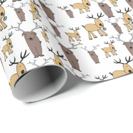 Papel De Regalo Ciervo Macho Cute Alce Dibujado a Mano Guardería I