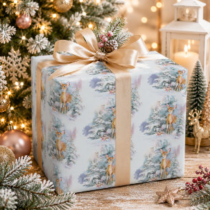 Papel de Regalo Ciervo Navidad Nevado
