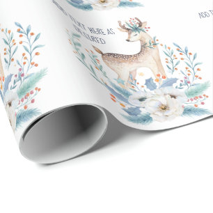 Papel De Regalo Ciervo y flores de acuarela personalizados de invi