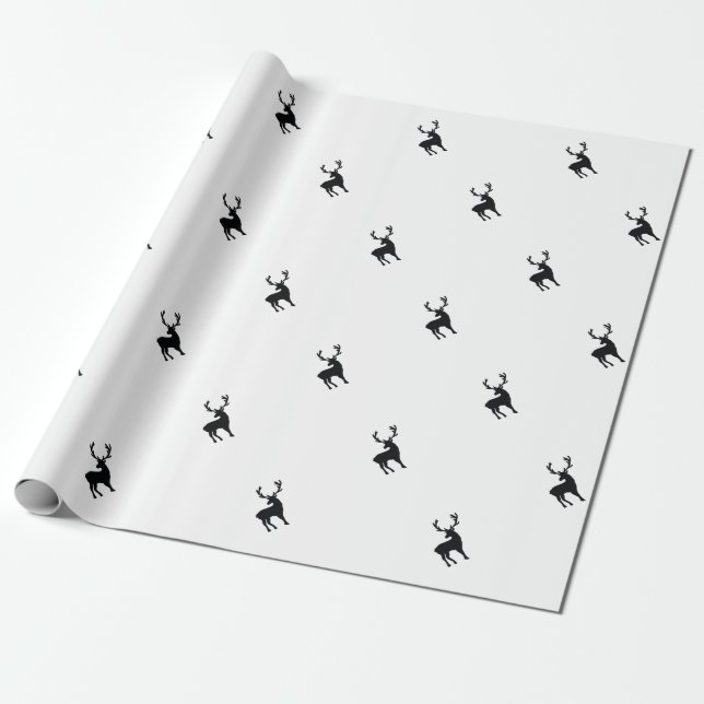 Papel De Regalo Ciervos blancos y negros (Desenrollado)