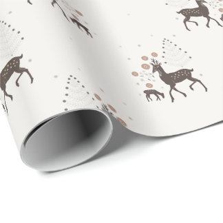 Papel De Regalo ciervos de bosque invernal nórdico