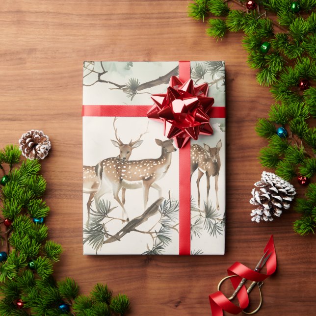 Papel De Regalo ciervos modernos acuarela (Regalo de vacaciones)