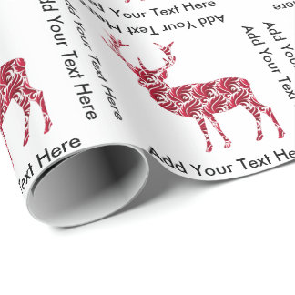 Papel De Regalo Ciervos rojos del navidad del damasco