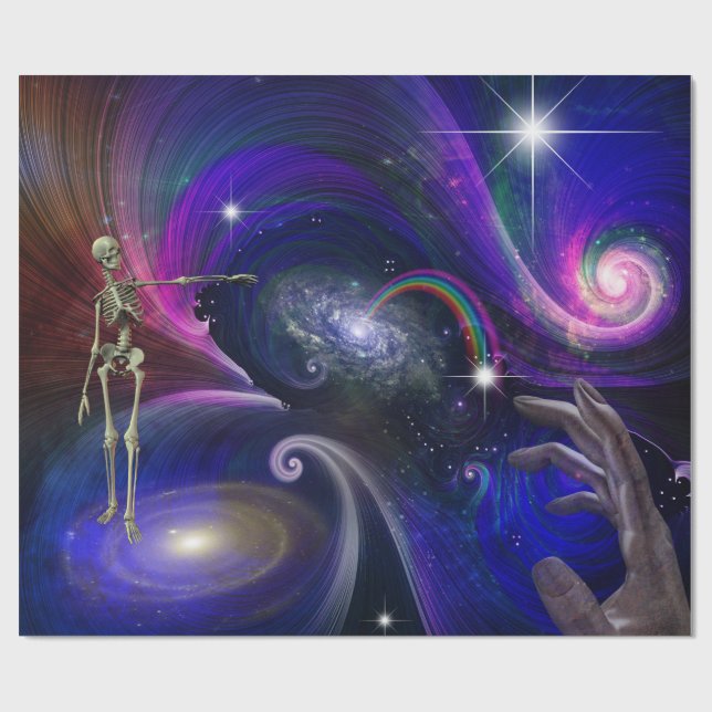 Papel De Regalo Cifras esqueléticas en cosmos (Superficie plana)