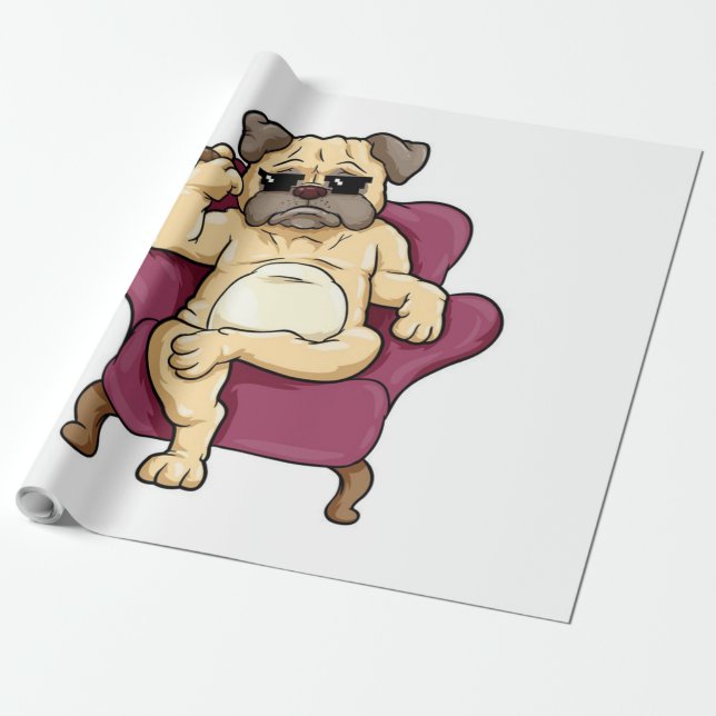 Papel De Regalo Cigar para fumar puré | Perro Pug de Guay (Desenrollado)