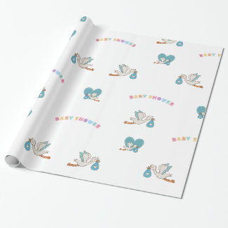 Papel De Regalo Cigüeña con una linda ducha de bebé