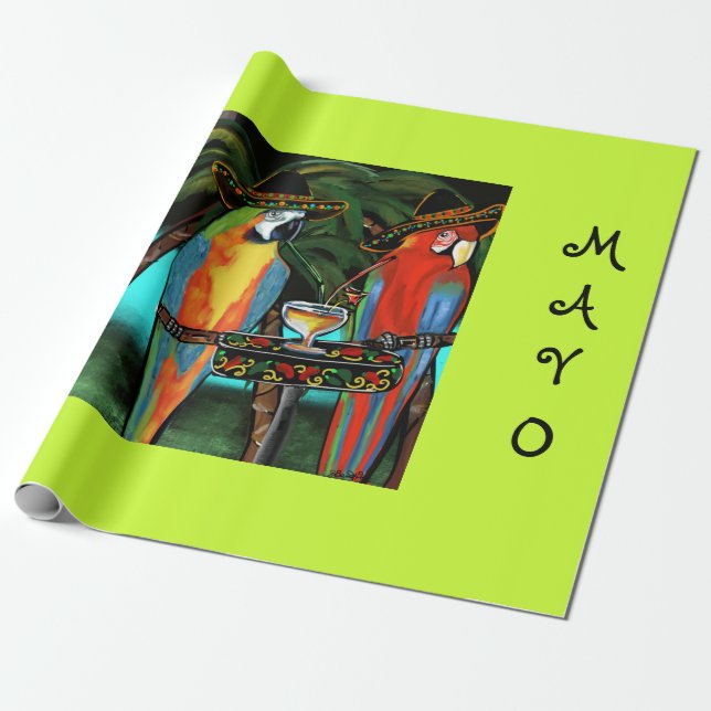 PAPEL DE REGALO CINCO DE MAYO PARROTS (Desenrollado)