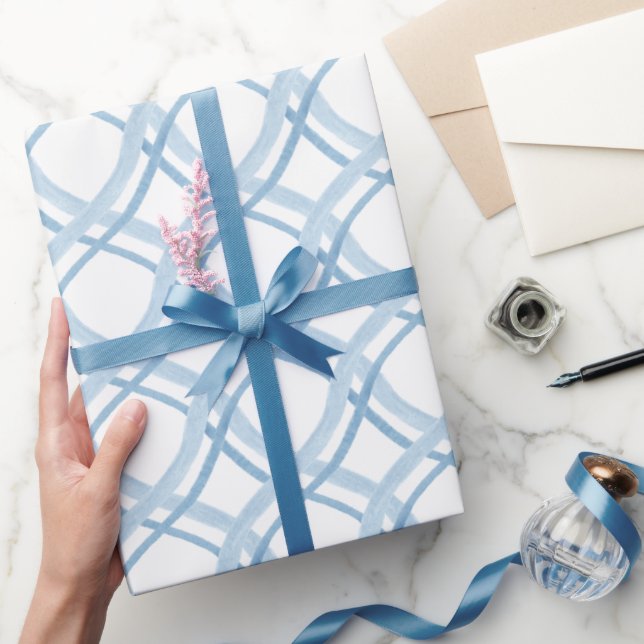Papel De Regalo Cinta acuarela azul y marina (Regalar)