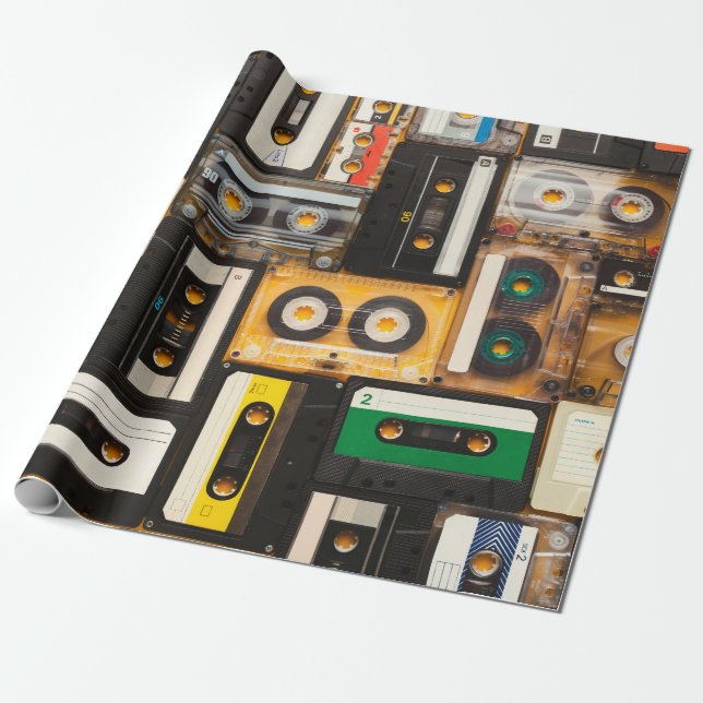 Papel De Regalo Cinta de audio retro (Desenrollado)