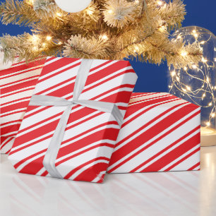 Papel De Regalo Cinta de Caramelo Tradicional Rojo Navidad