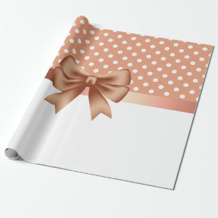 Papel De Regalo Cinta de oro y puntos de polka Rosa