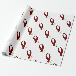 Papel De Regalo Cinta de sensibilización (Borgoña y Crema)